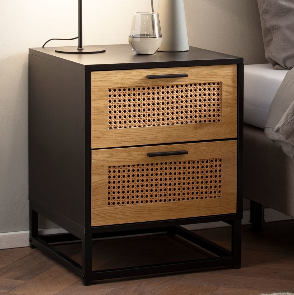 Nachtkonsole mit 2 Schubladen aus MDF, Schwarz - Maisons Du Monde