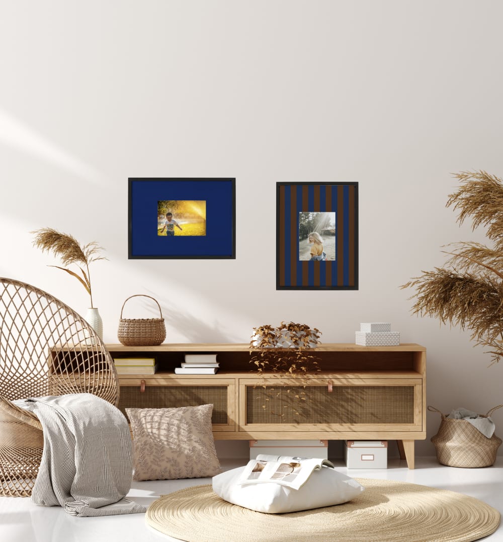 Cadre photo 40x30 pour photos 13x18 bleu et marron - Maisons du Monde