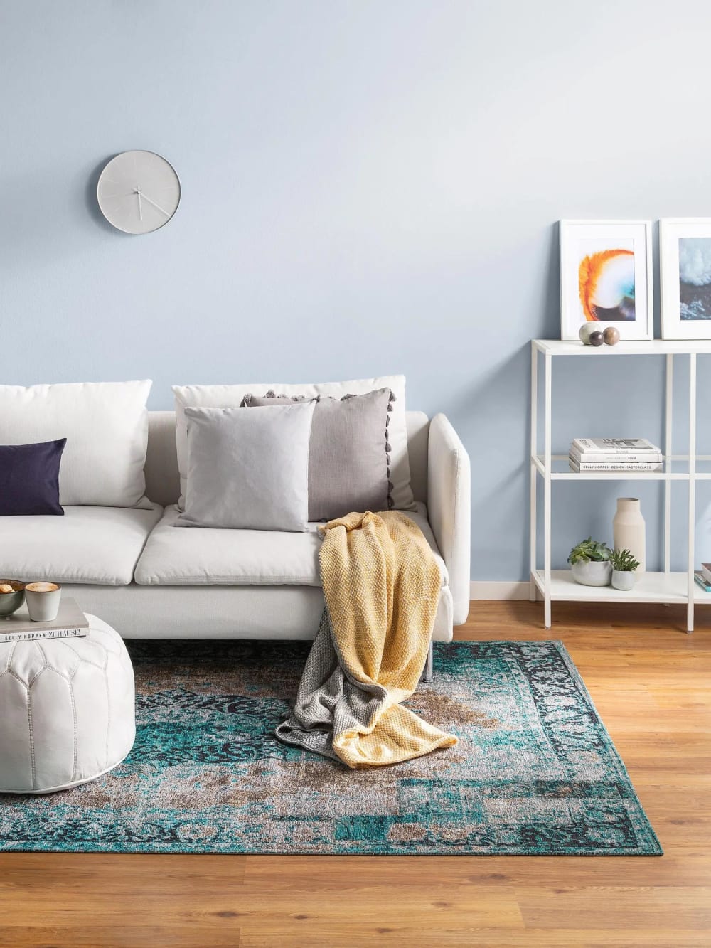 Tapis tissé à plat turquoise 115x180