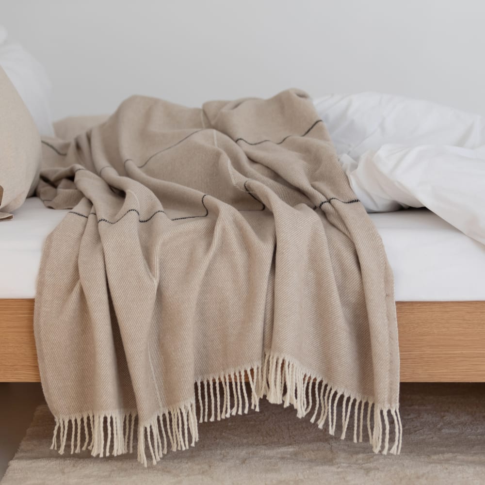 Plaid 70% Coton Beige 130x170 cm