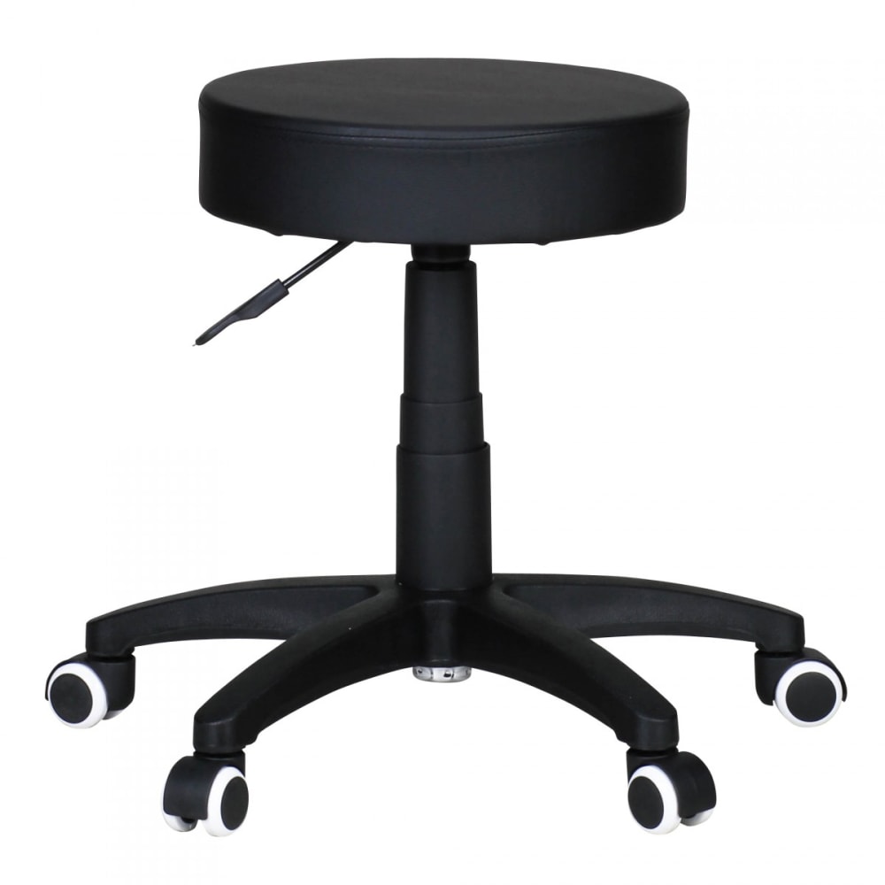 Tabouret de travail réglable en hauteur en similicuir, noir