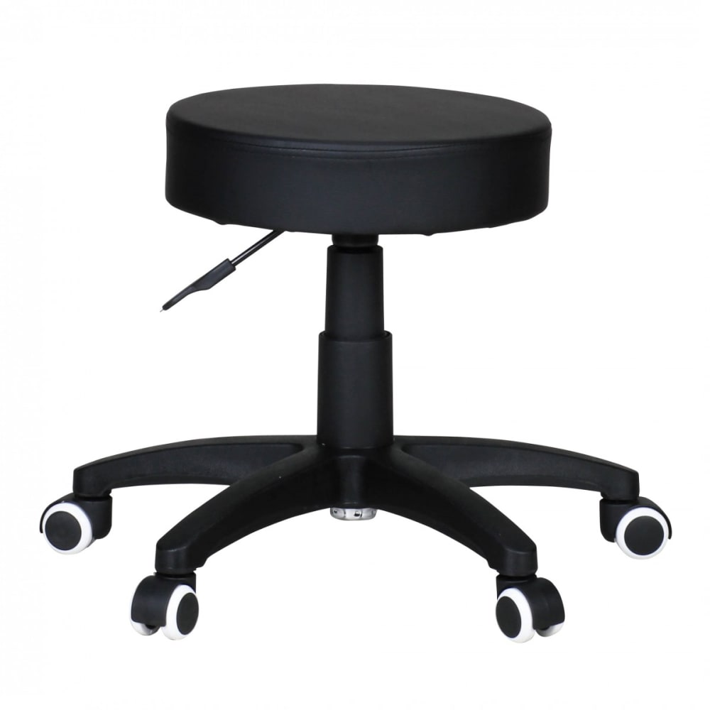 Tabouret de travail réglable en hauteur en similicuir, noir