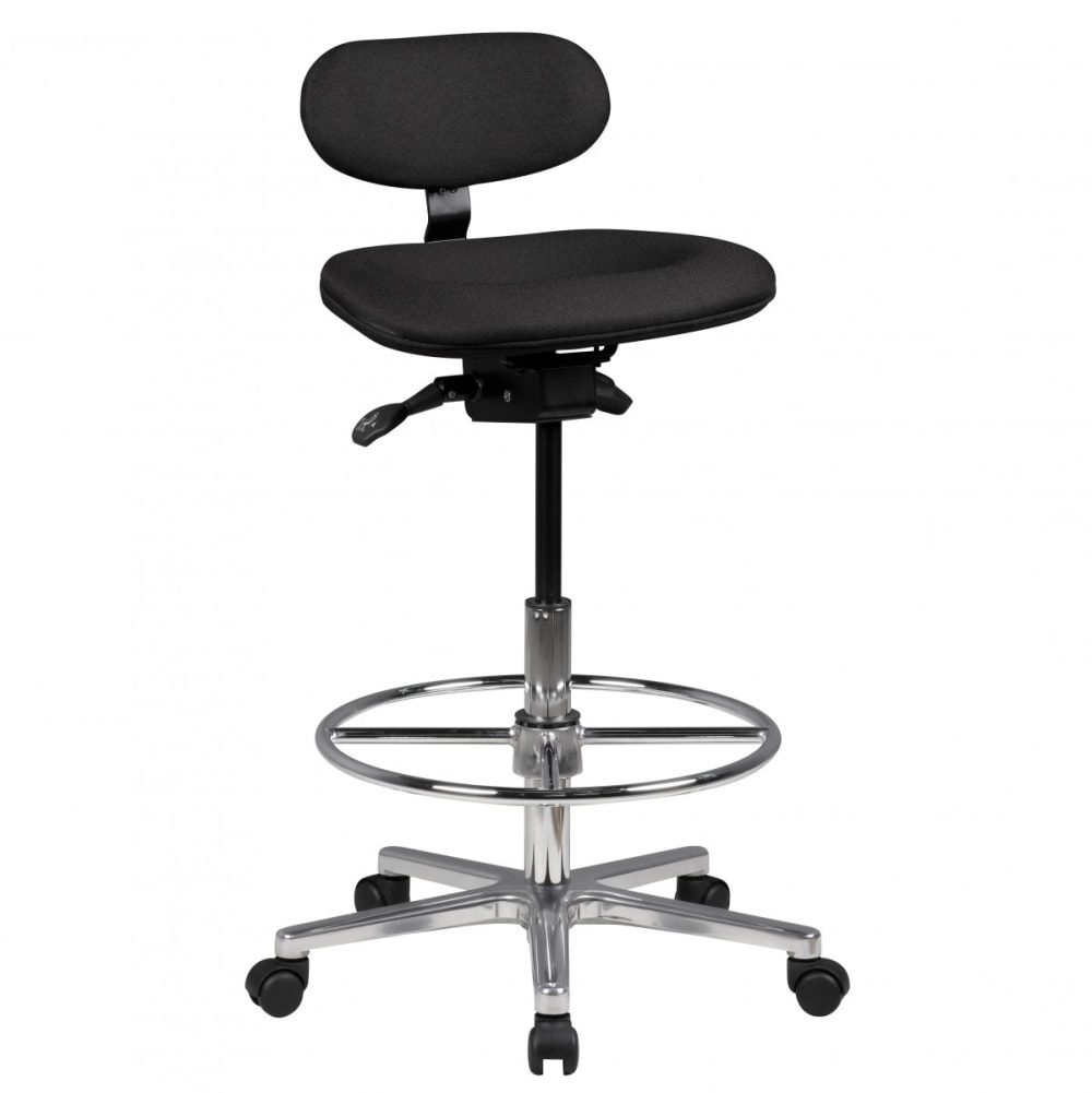 Tabouret de travail réglable en hauteur en tissu, noir