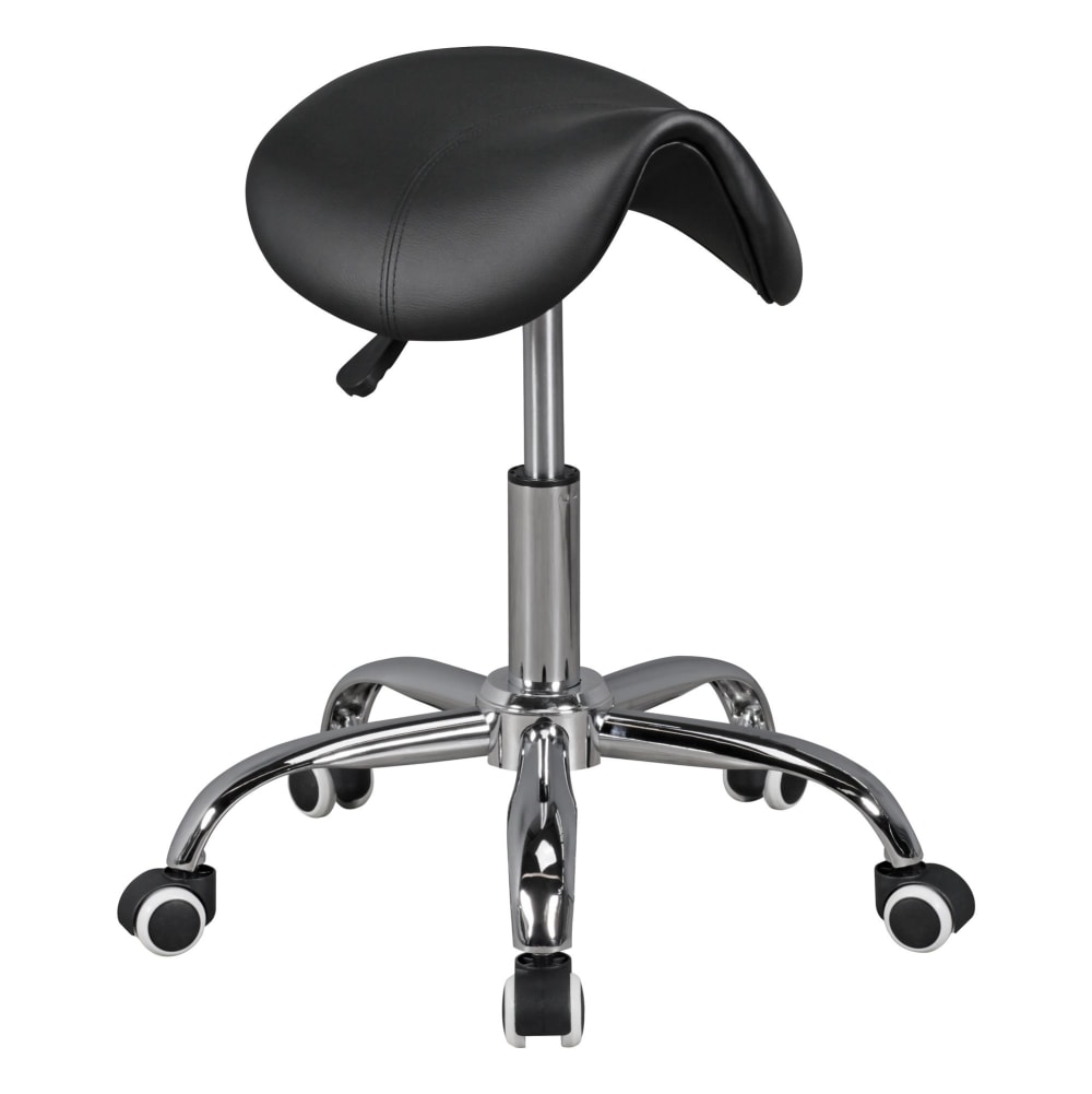 Tabouret de travail réglable en hauteur en similicuir, noir