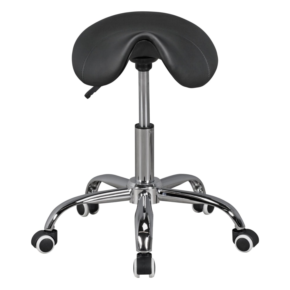 Tabouret de travail réglable en hauteur en similicuir, noir