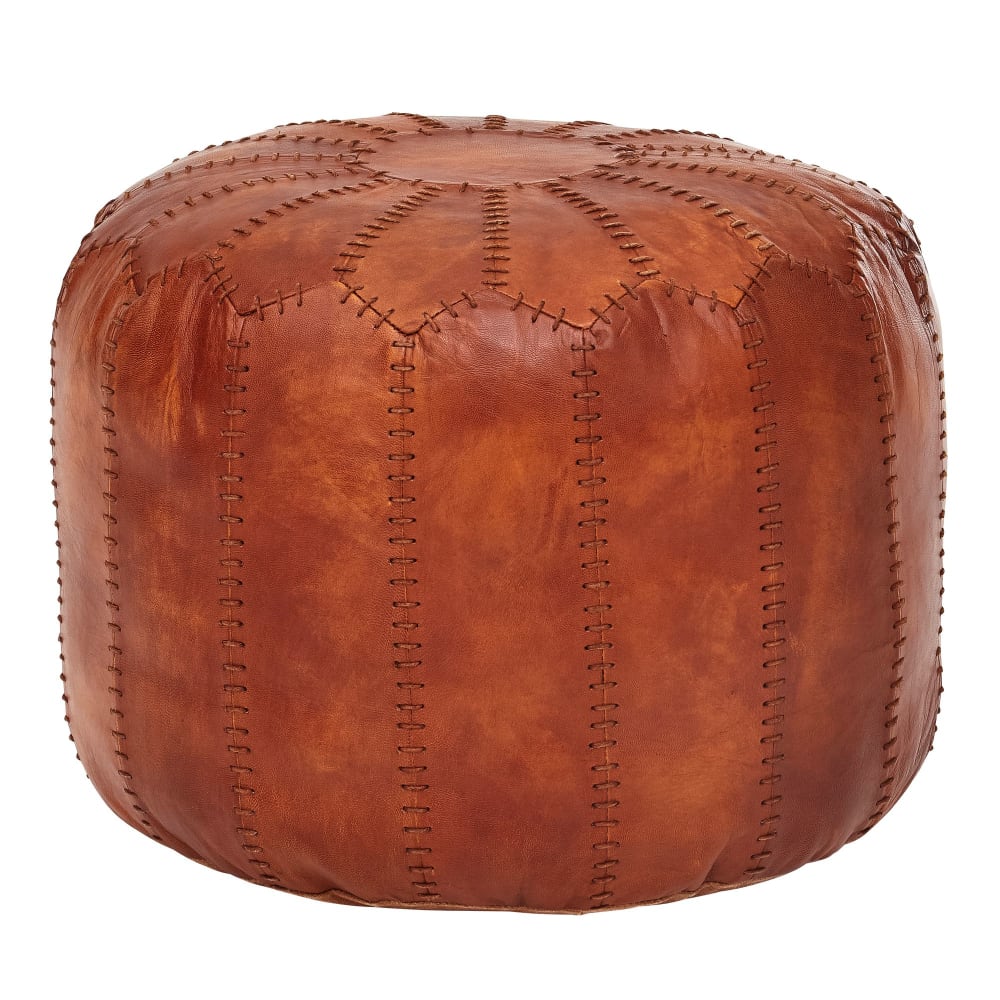 Tabouret en cuir véritable, marron