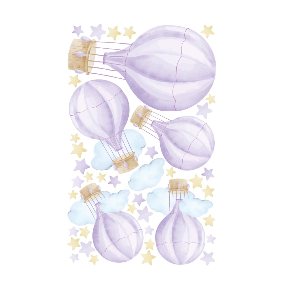 Stickers décoratifs grandes montgolfières lilas