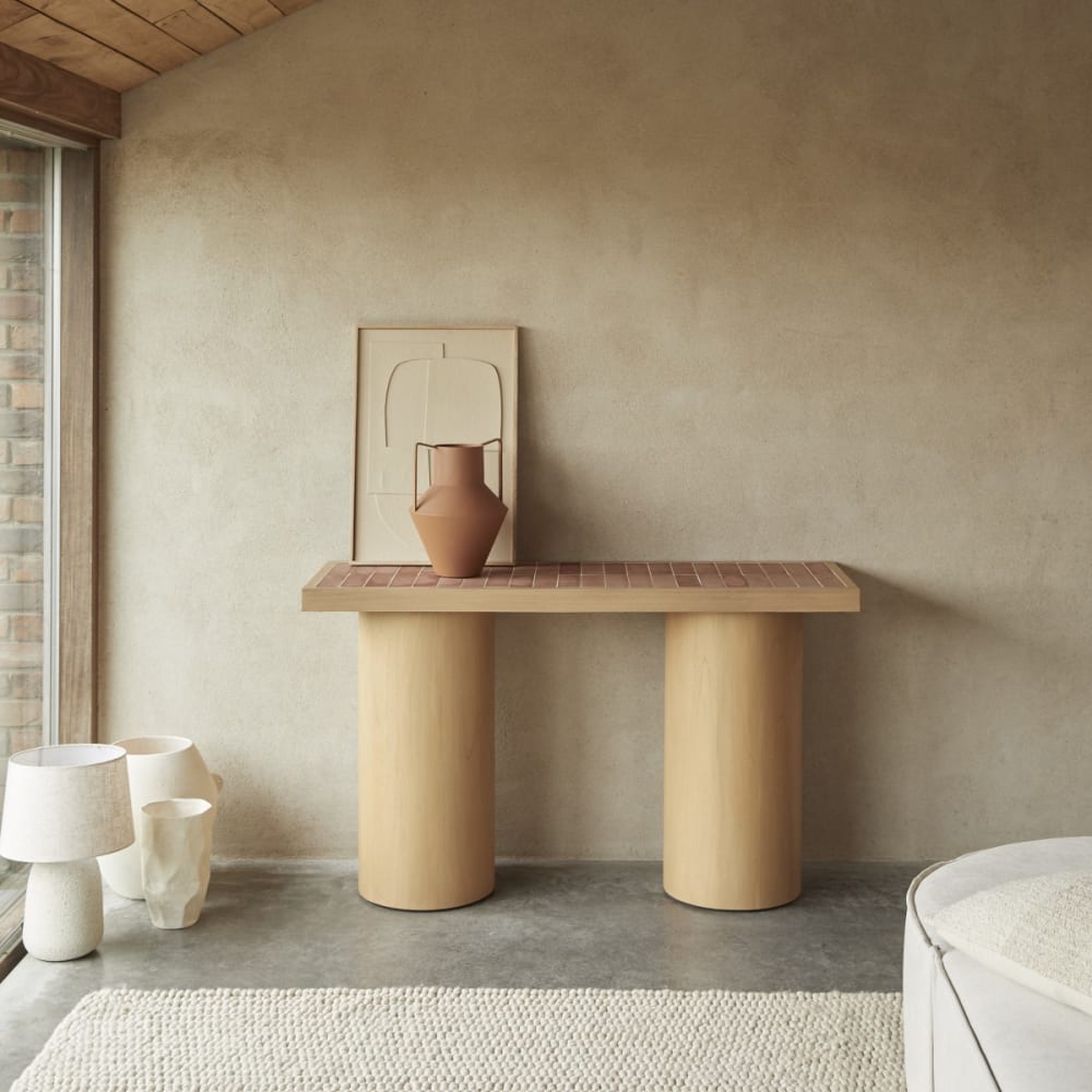 Tikamoon Konsole aus Mindiholz und Keramik style classic chic Beige