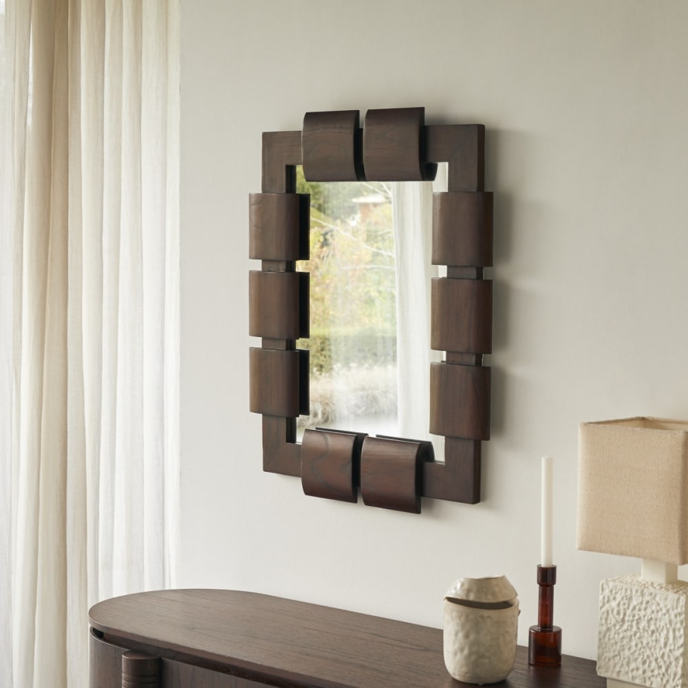 Tikamoon Spiegel aus Mindiholz, 85 x 67,5 cm style exotic Braun