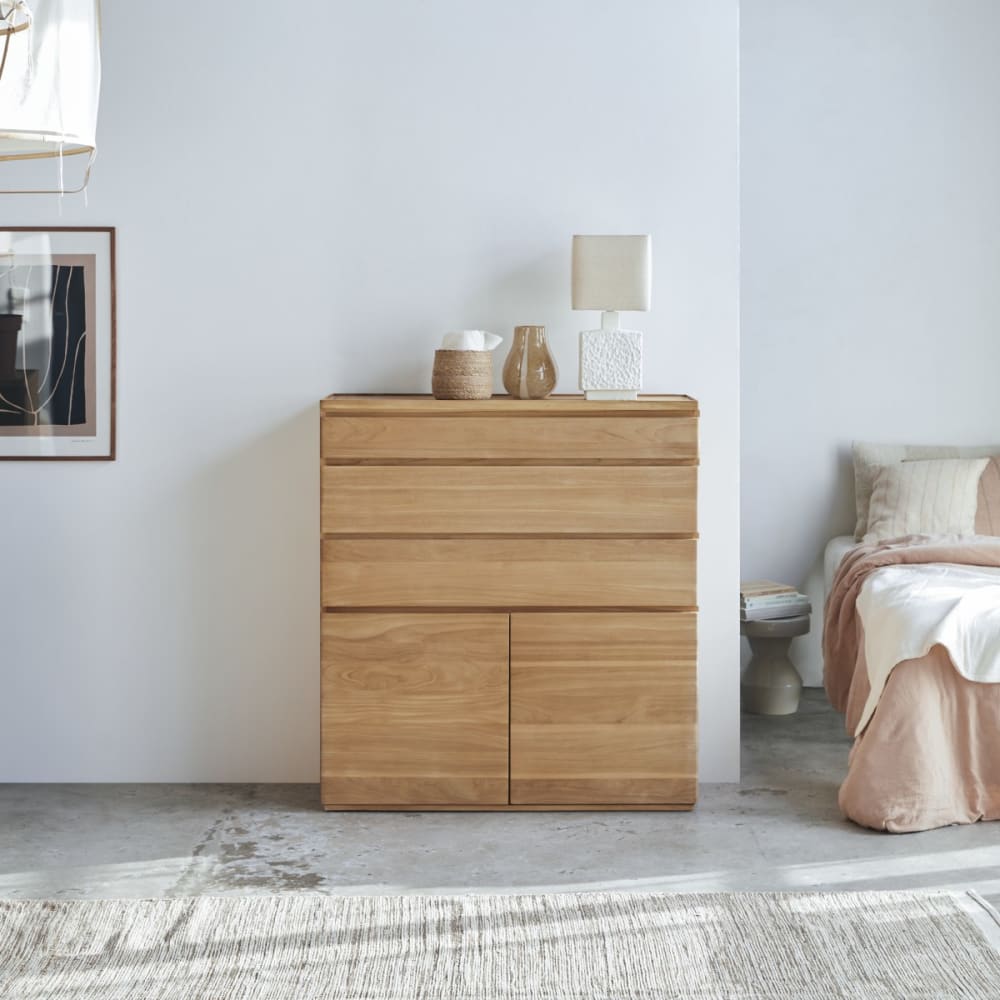 Tikamoon Hochkommode aus massivem Teakholz style classic chic Beige