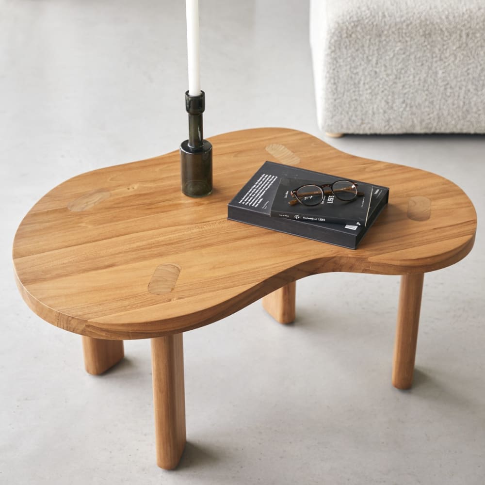 Tikamoon Couchtisch aus massivem Teakholz style modern Beige