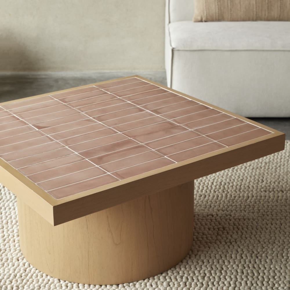 Tikamoon Couchtisch aus Mindiholz und Keramik style classic chic Beige