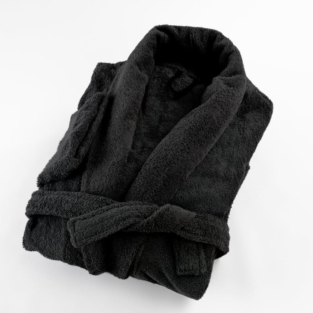 Peignoir éponge col chale en coton noir l