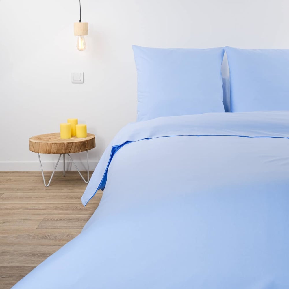 LINANDELLE Drap plat tergal pour l'&eacute;t&eacute; en Coton Bleu 240x290 cm