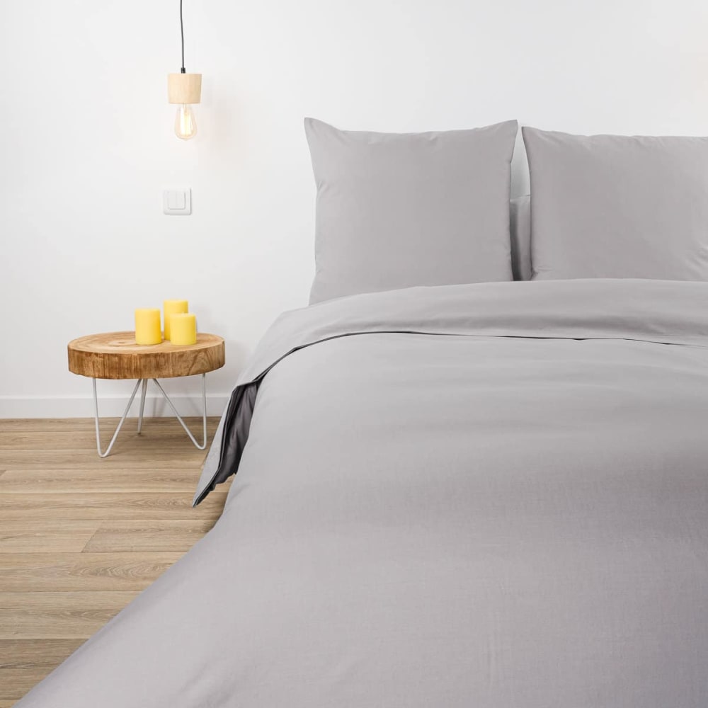 LINANDELLE Drap plat tergal pour l'&eacute;t&eacute; en Coton Gris 180x290 cm