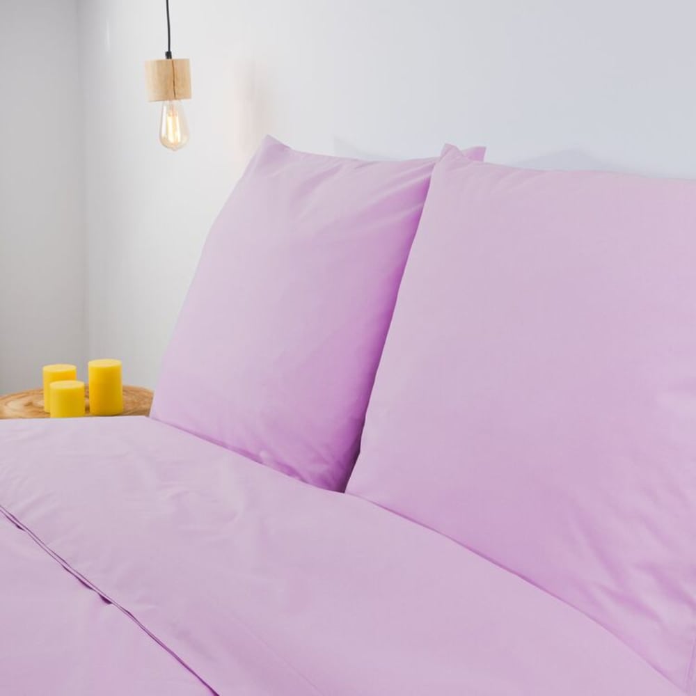 LINANDELLE Drap plat tergal pour l'&eacute;t&eacute; en Coton Lilas 240x290 cm