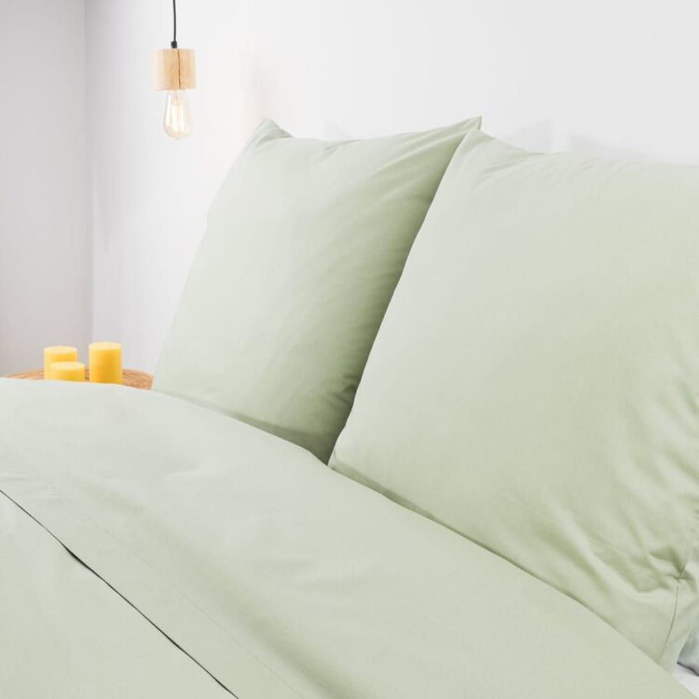 LINANDELLE Drap plat tergal pour l'&eacute;t&eacute; en Coton Vert tilleul 180x290 cm