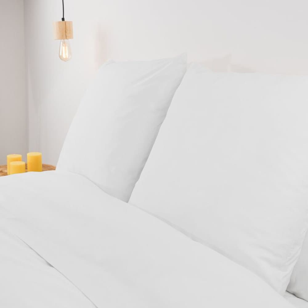 LINANDELLE Drap plat tergal pour l'&eacute;t&eacute; en Coton Blanc 240x290 cm