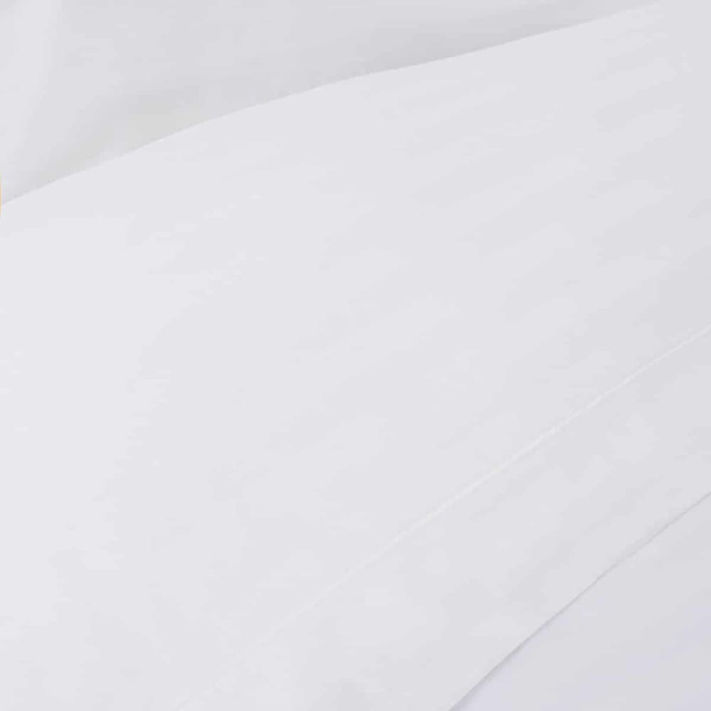 Drap plat rayurs luxe en Satin de coton Blanc 180x300 cm