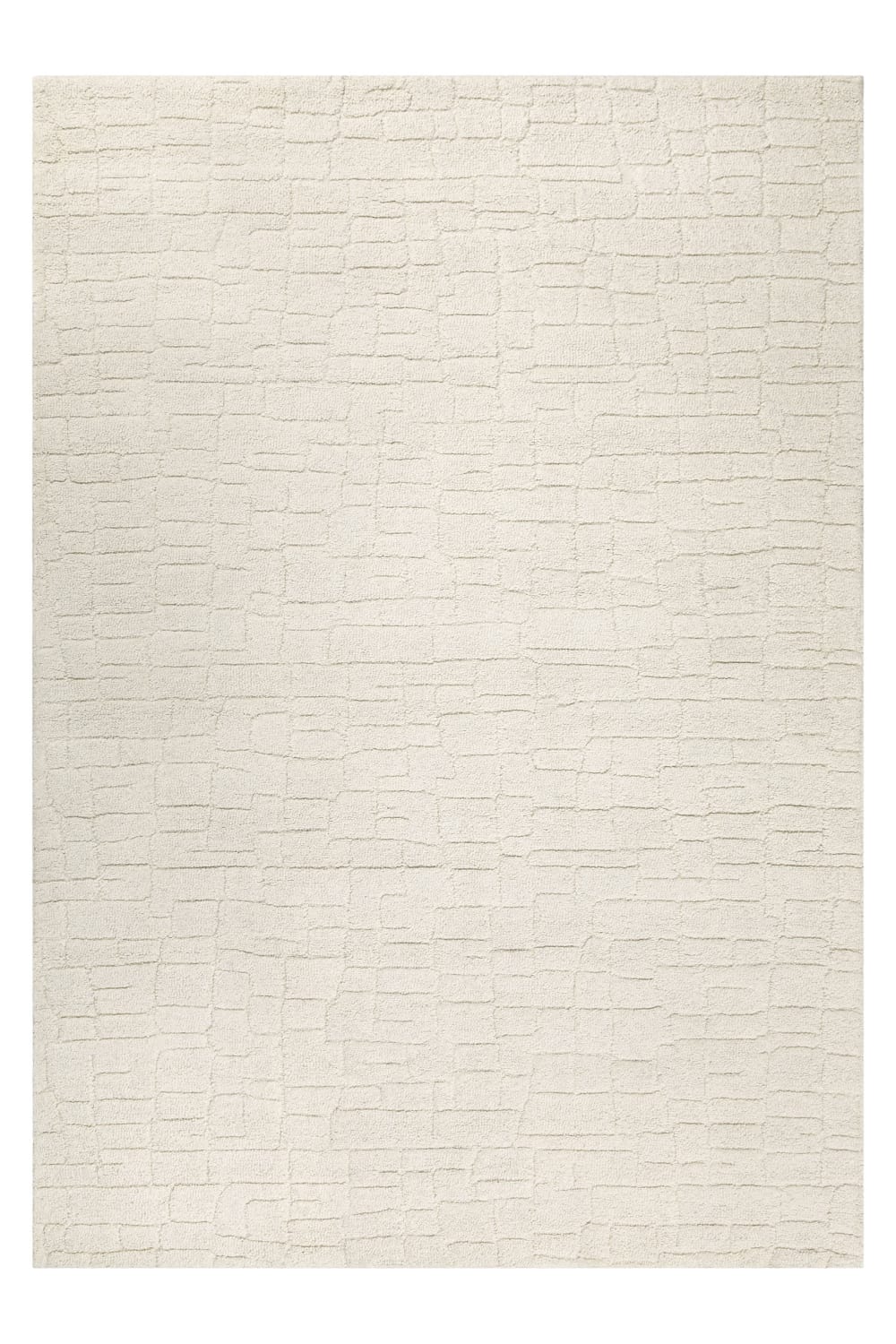 Tapis beige clair futé main à relief 40x60