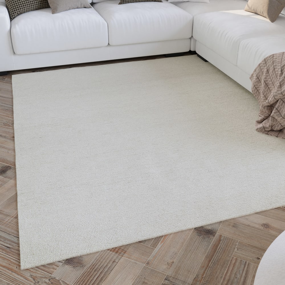 Tapis pure laine tufté main beige chiné 40x60 — vue 3