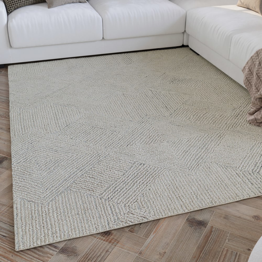 Teppich Design handgetuftet mit Relief, ecru,70x140 - Maisons Du