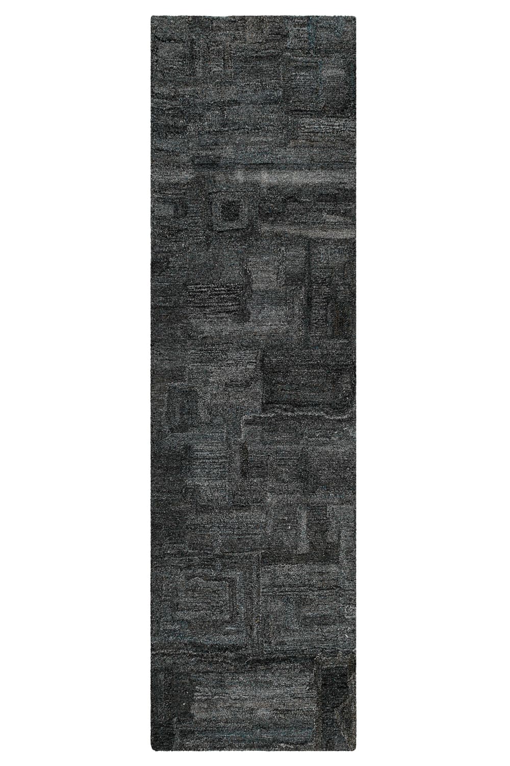 Tapis gris et bleu design tufté main à relief 80x230