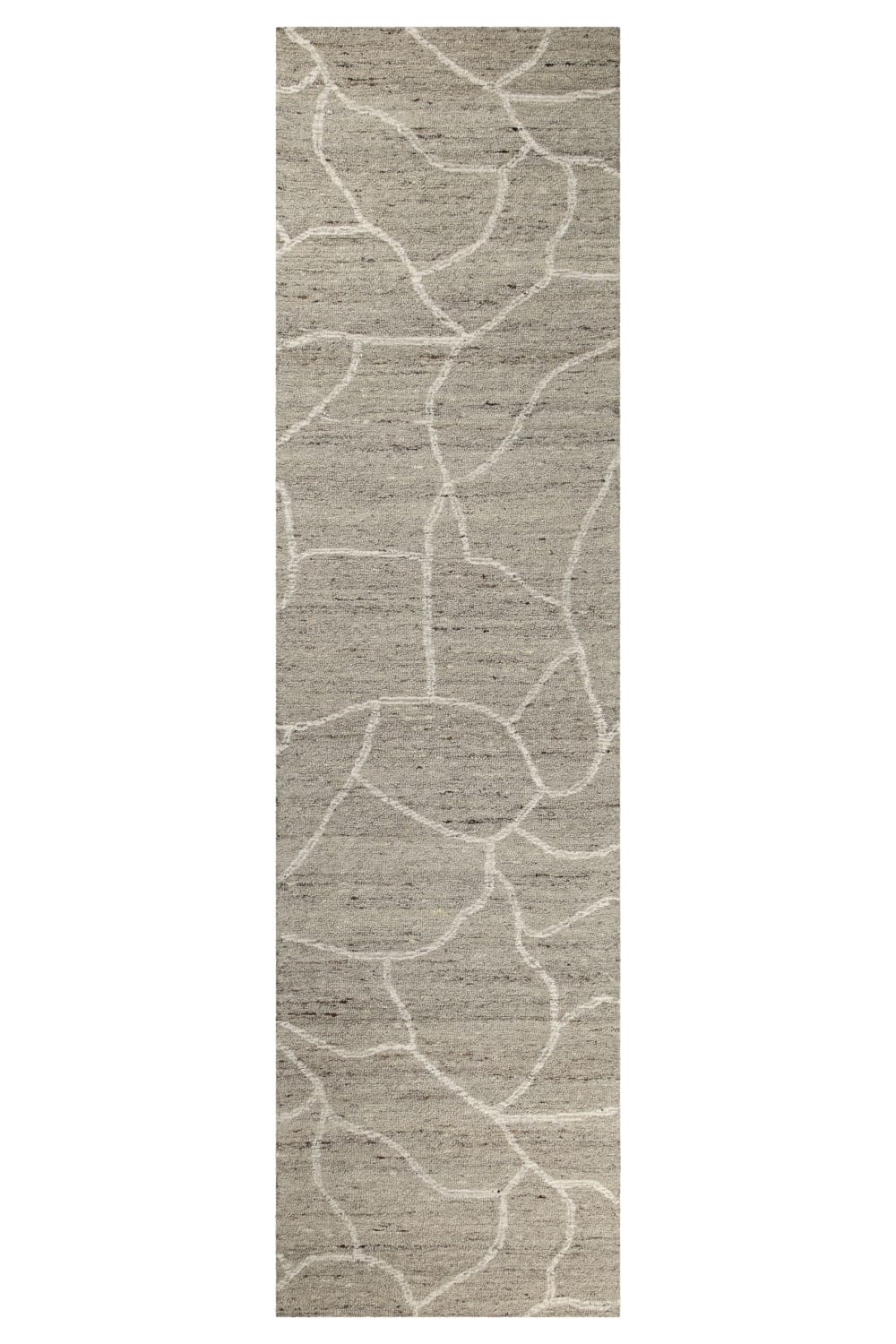 Tapis beige et taupe futé main motif pierre 80x230