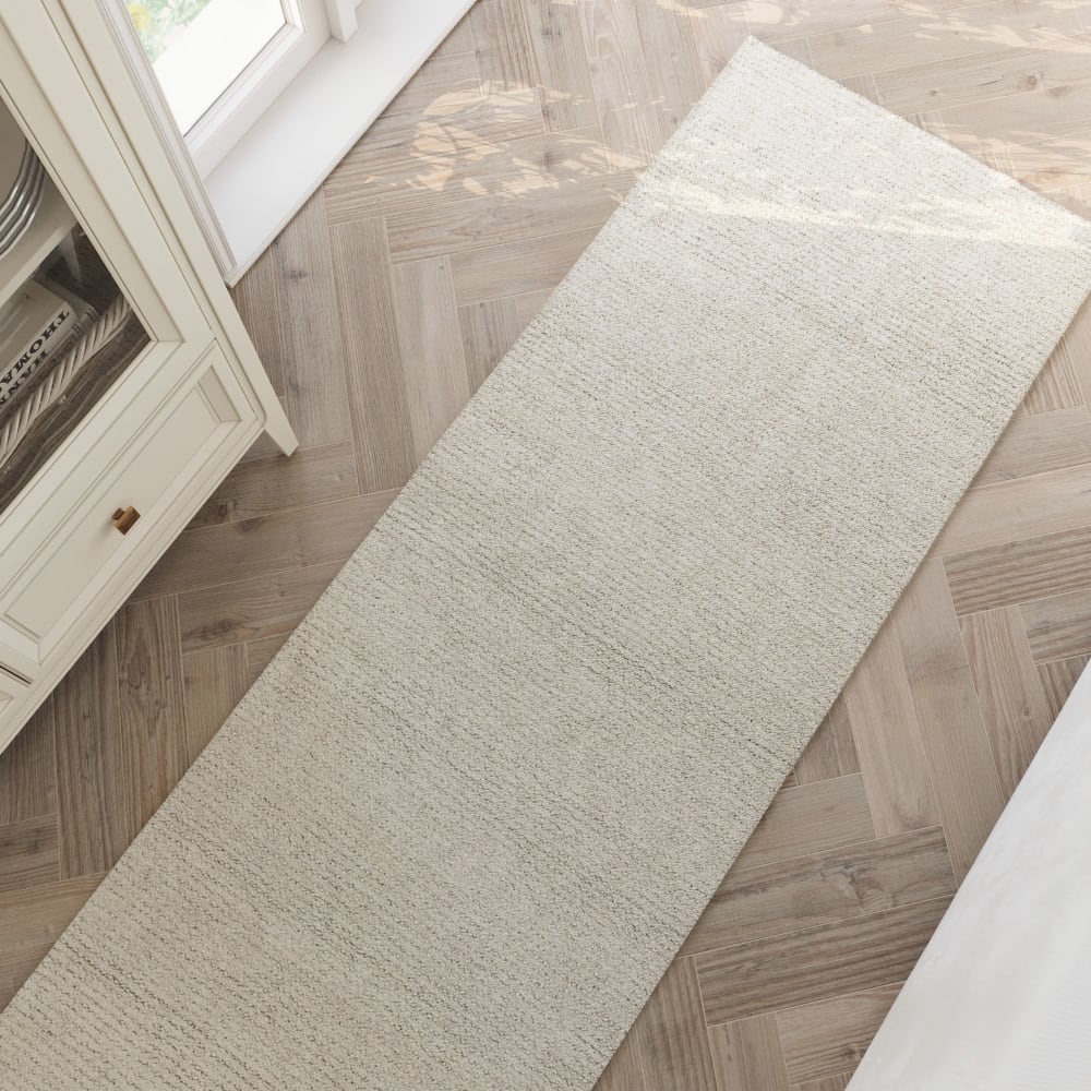 Tapis de couloir beige futé main à relief 80x230 — vue 3