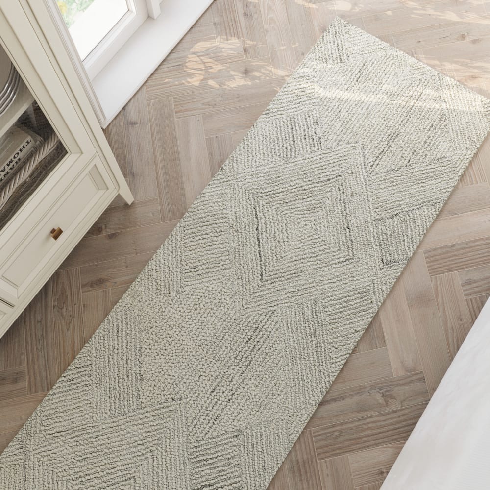 Teppich Design handgetuftet mit Relief, ecru, 80x230 - Maisons Du