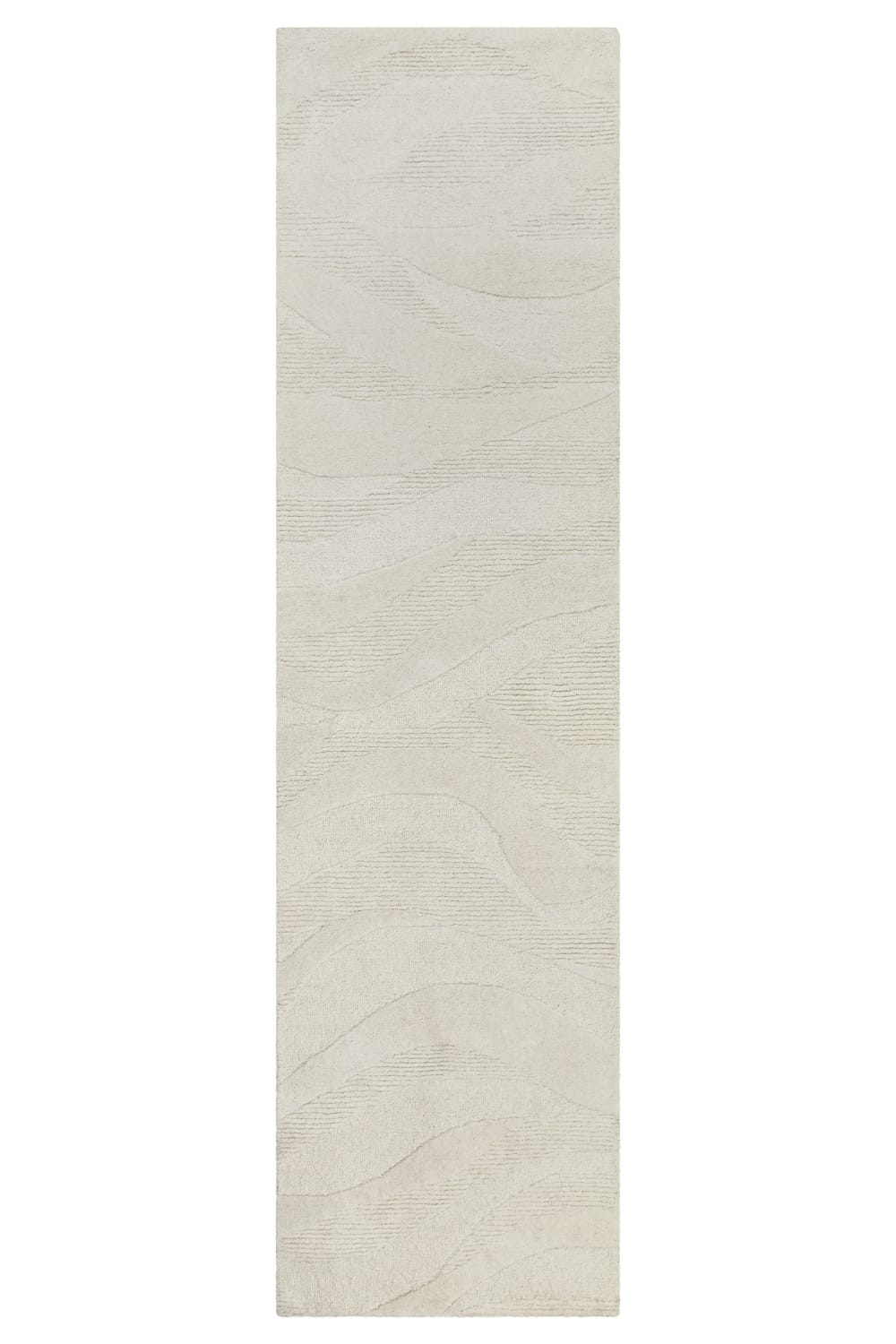 Tapis écru design tufté main à relief 80x300