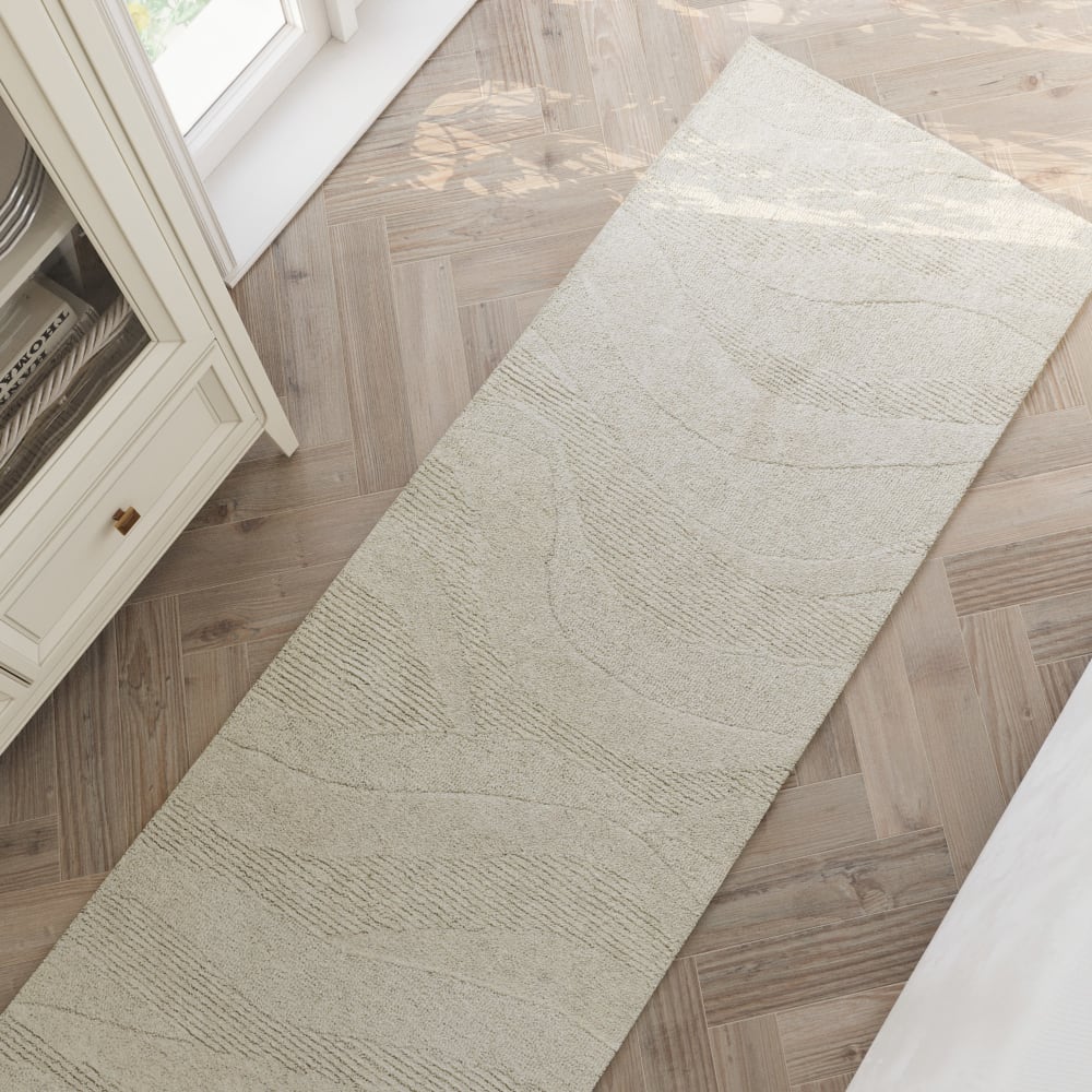 Teppich Design handgetuftet mit Relief 80x300, ecru - Maisons Du