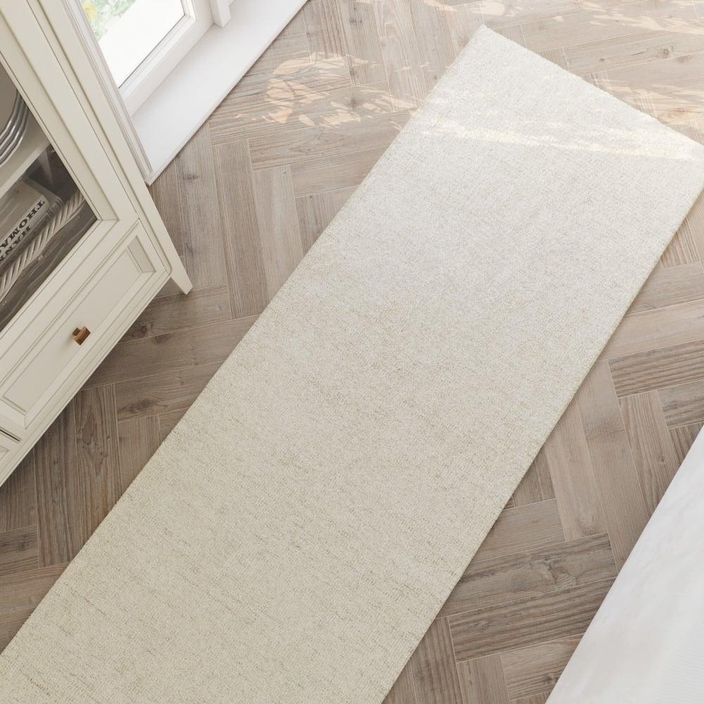 Tapis pure laine tufté main beige chiné 80x230 — vue 3