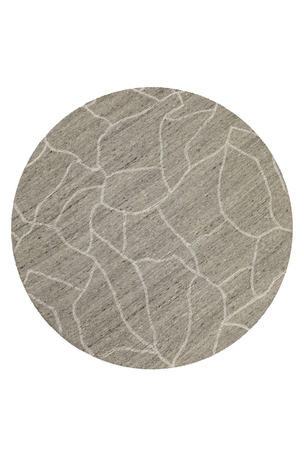 Wecon Home Runder Teppich handgetuftet Motiv Stein, beige und taupe 180 rd style modern Öko-Tex Zertifikat - Wolle