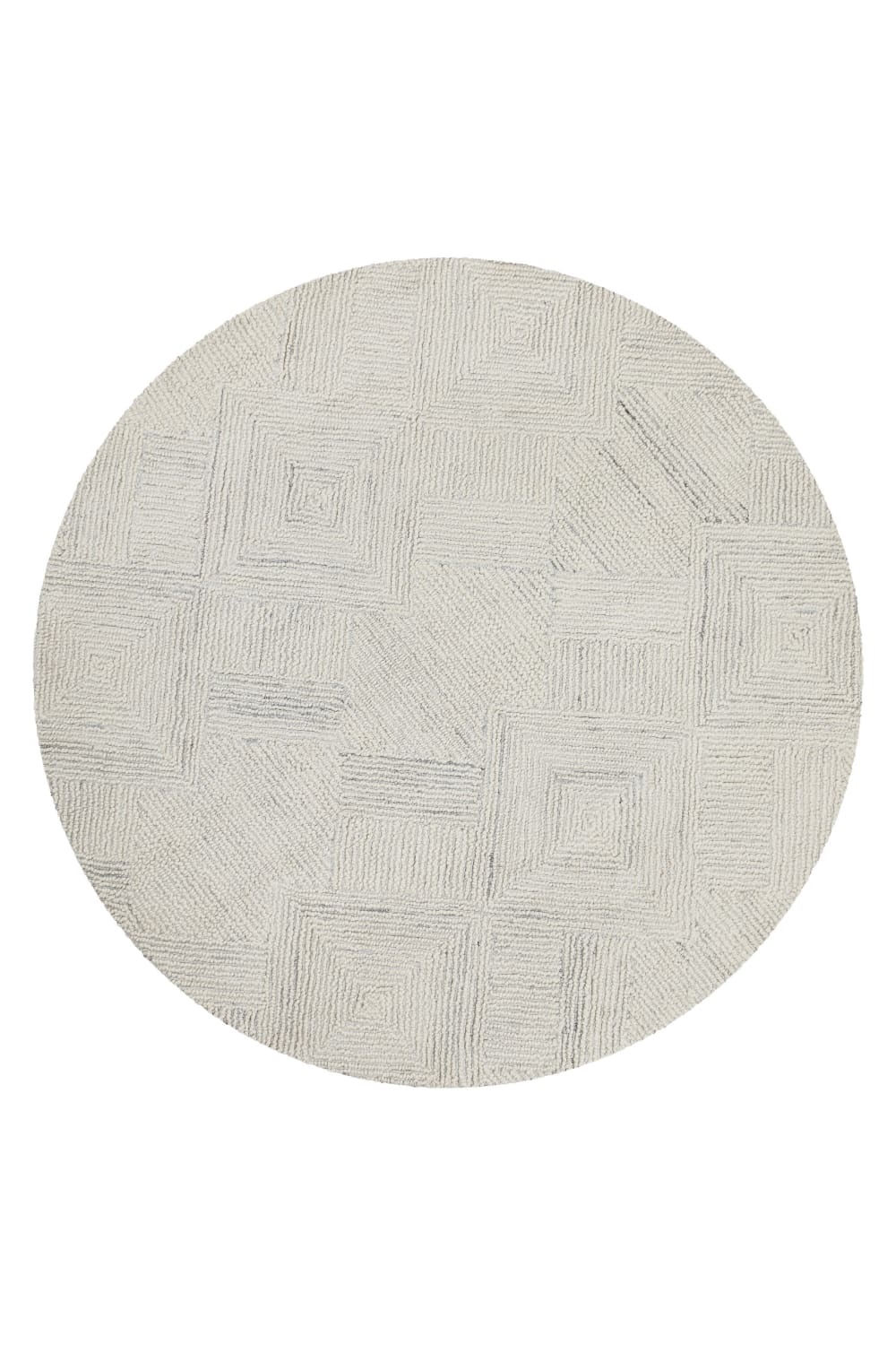 Tapis rond écru design tufté main à relief 200 rd.