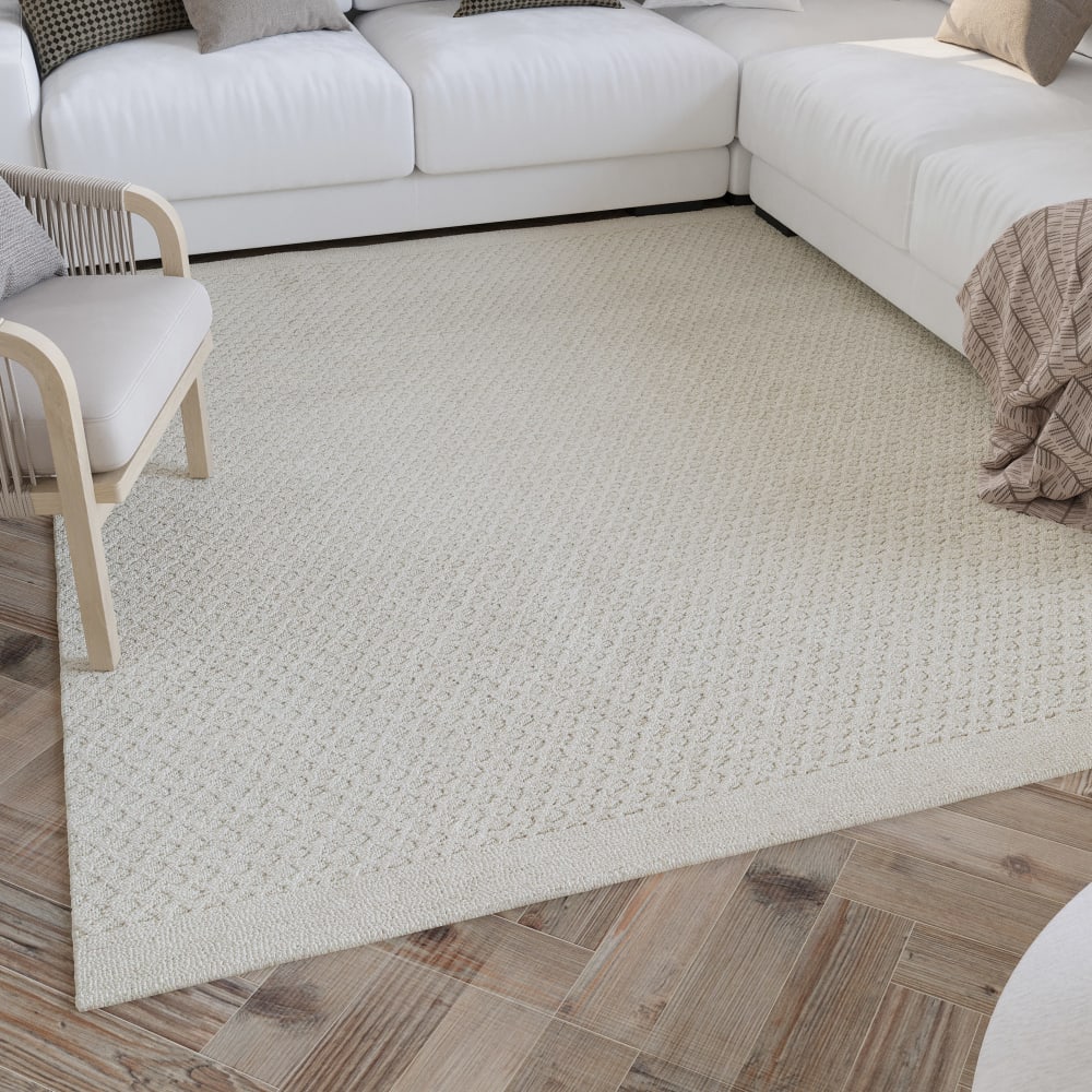 Tapis écru design tufté main à relief 40x60 — vue 3