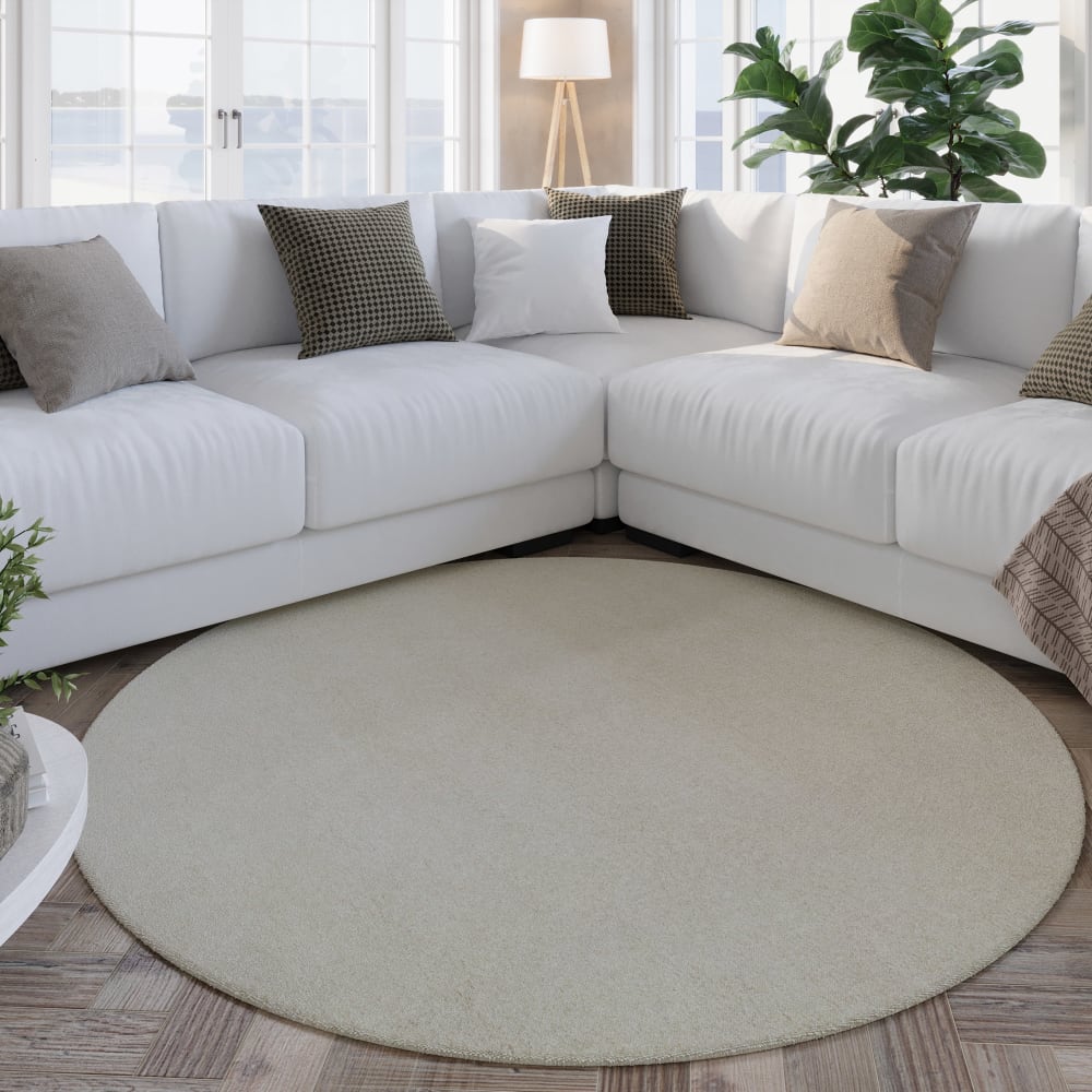 Tapis pure laine écru tufté main uni 200 rd. — vue 3
