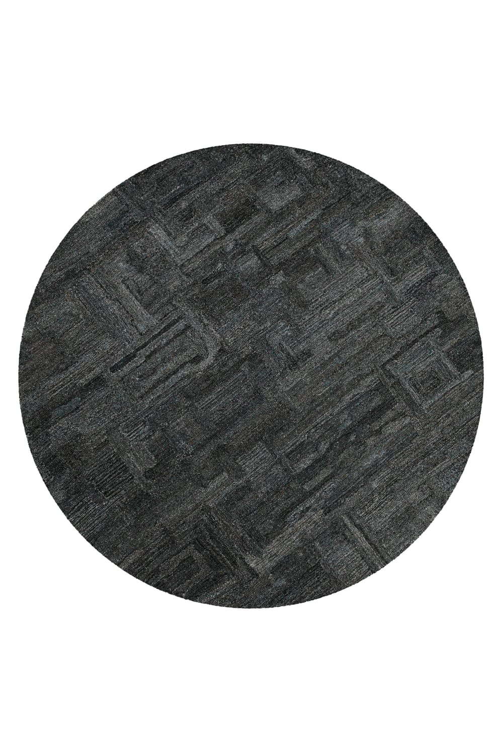 Tapis rond gris et bleu design tufté main à relief 200 rd.