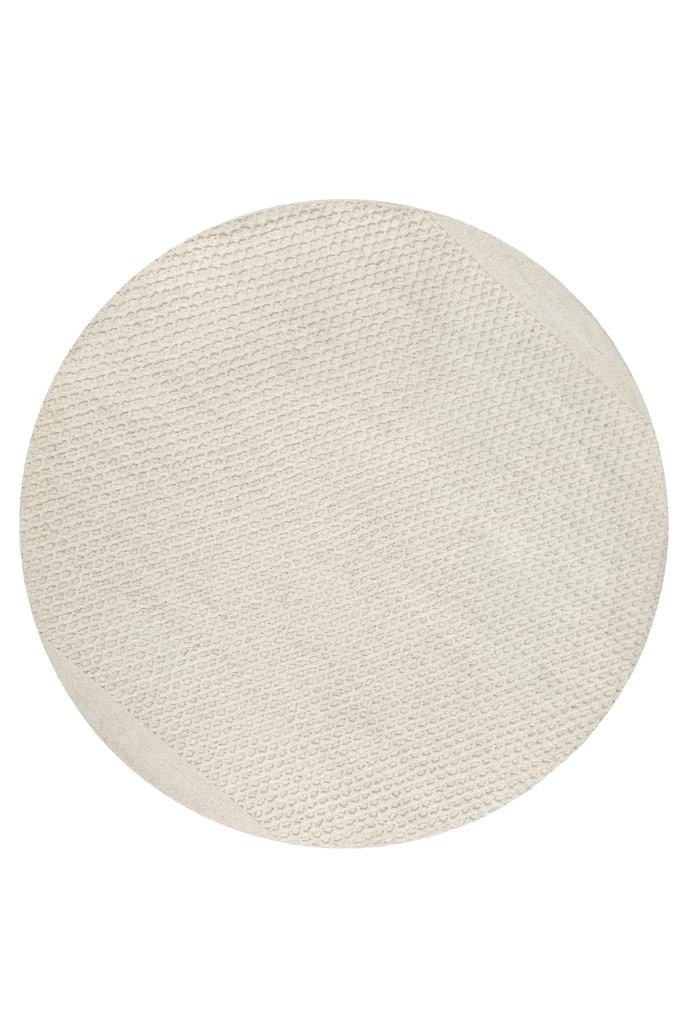 Tapis rond écru design tufté main à relief 180 rd.