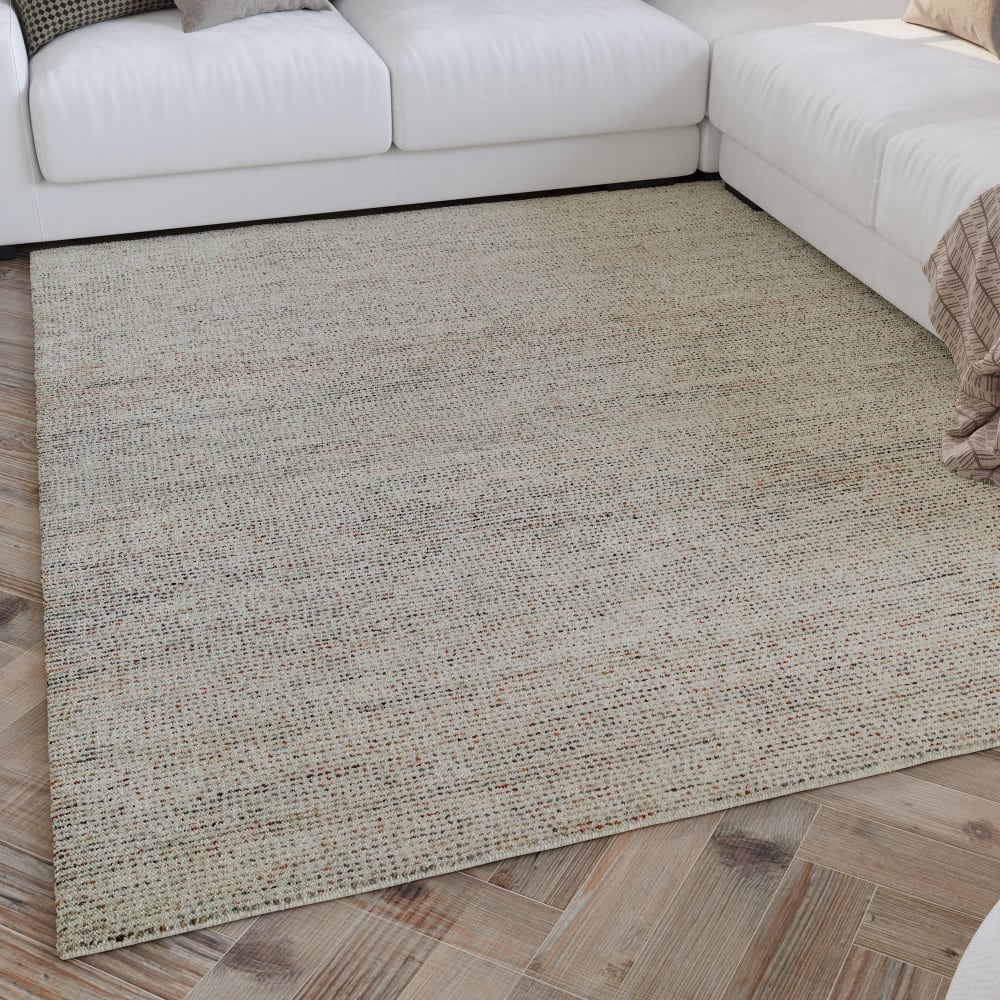 Tapis beige et bleu tufté main à relief 40x60 — vue 3