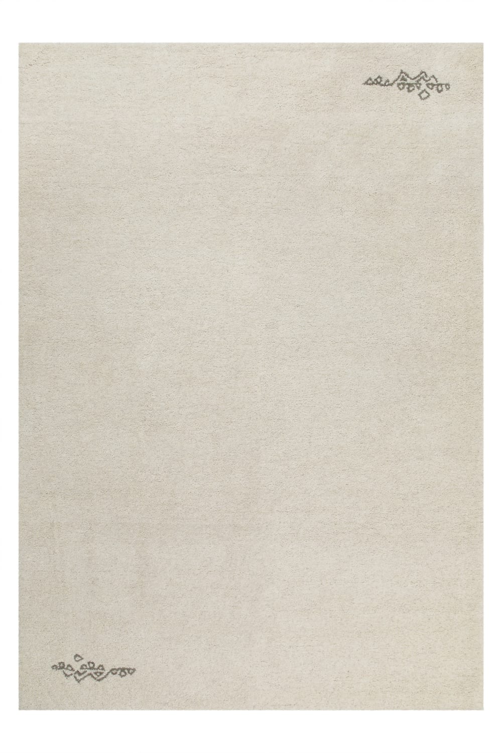 Tapis pure laine écru tufté main motif discret 40x60