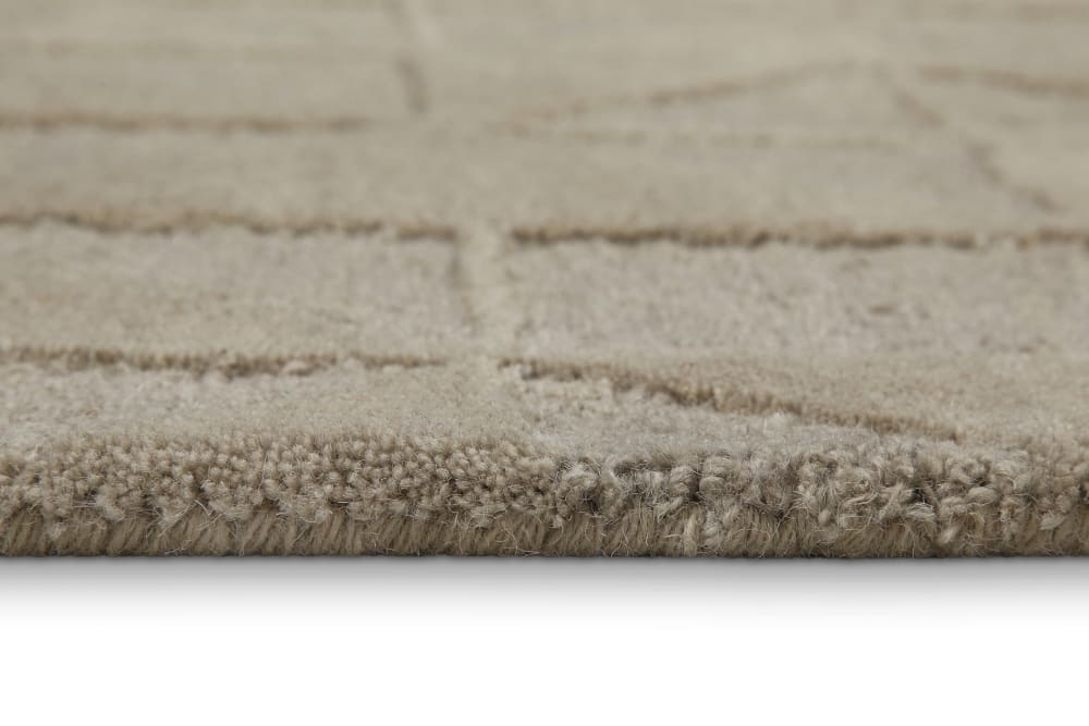 Tapis beige sable design tufté main à relief 70x140 — vue 4