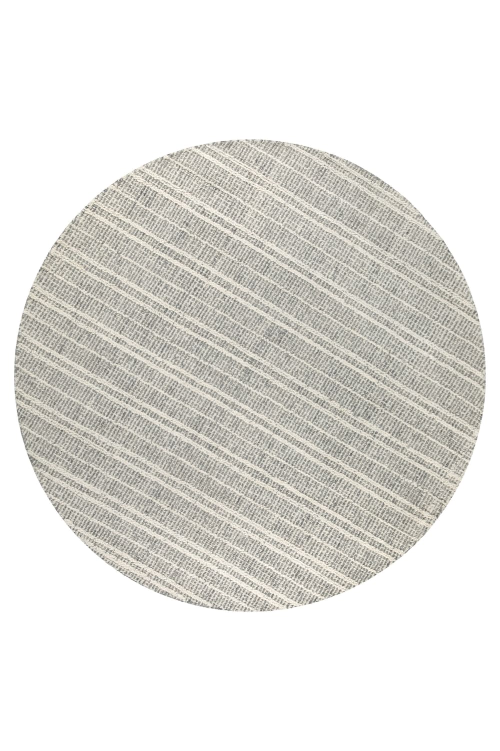 Tapis rond gris et écru - main