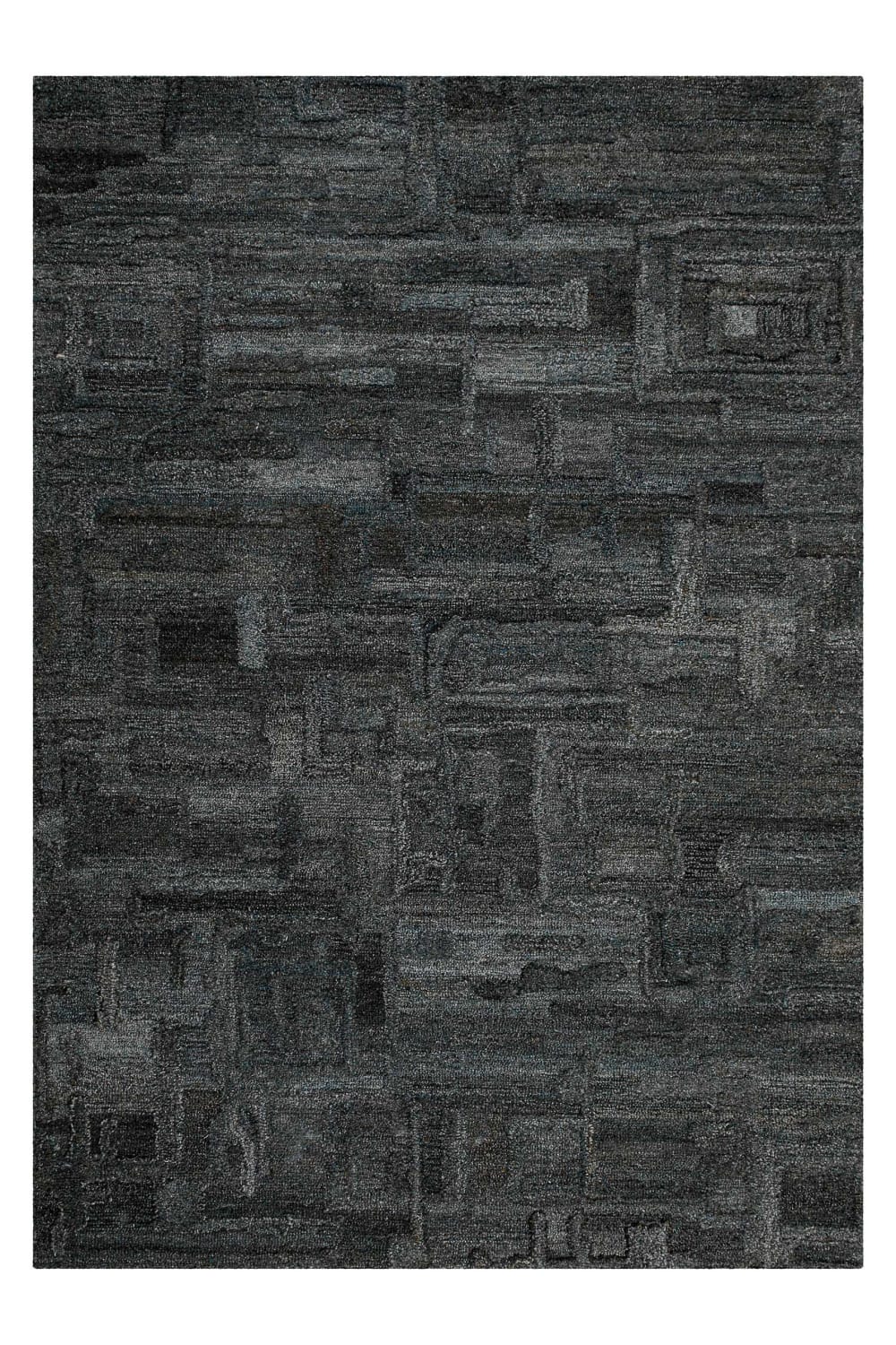 Tapis gris et bleu design tufté main à relief 40x60