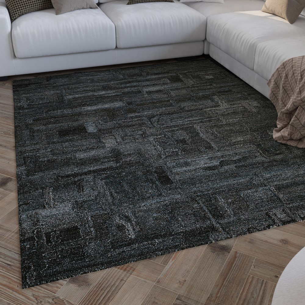 Tapis gris et bleu design tufté main à relief 40x60 — vue 3