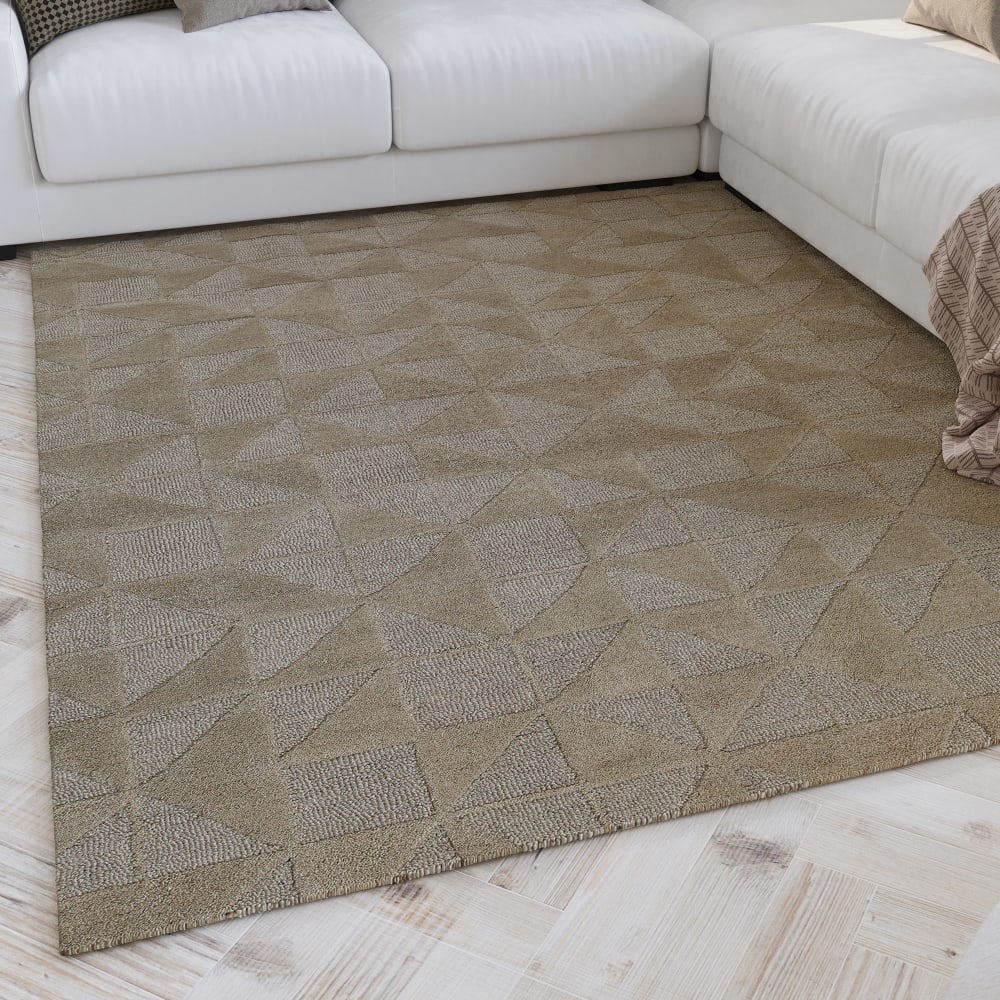 Tapis beige sable design tufté main à relief 110x170 — vue 3