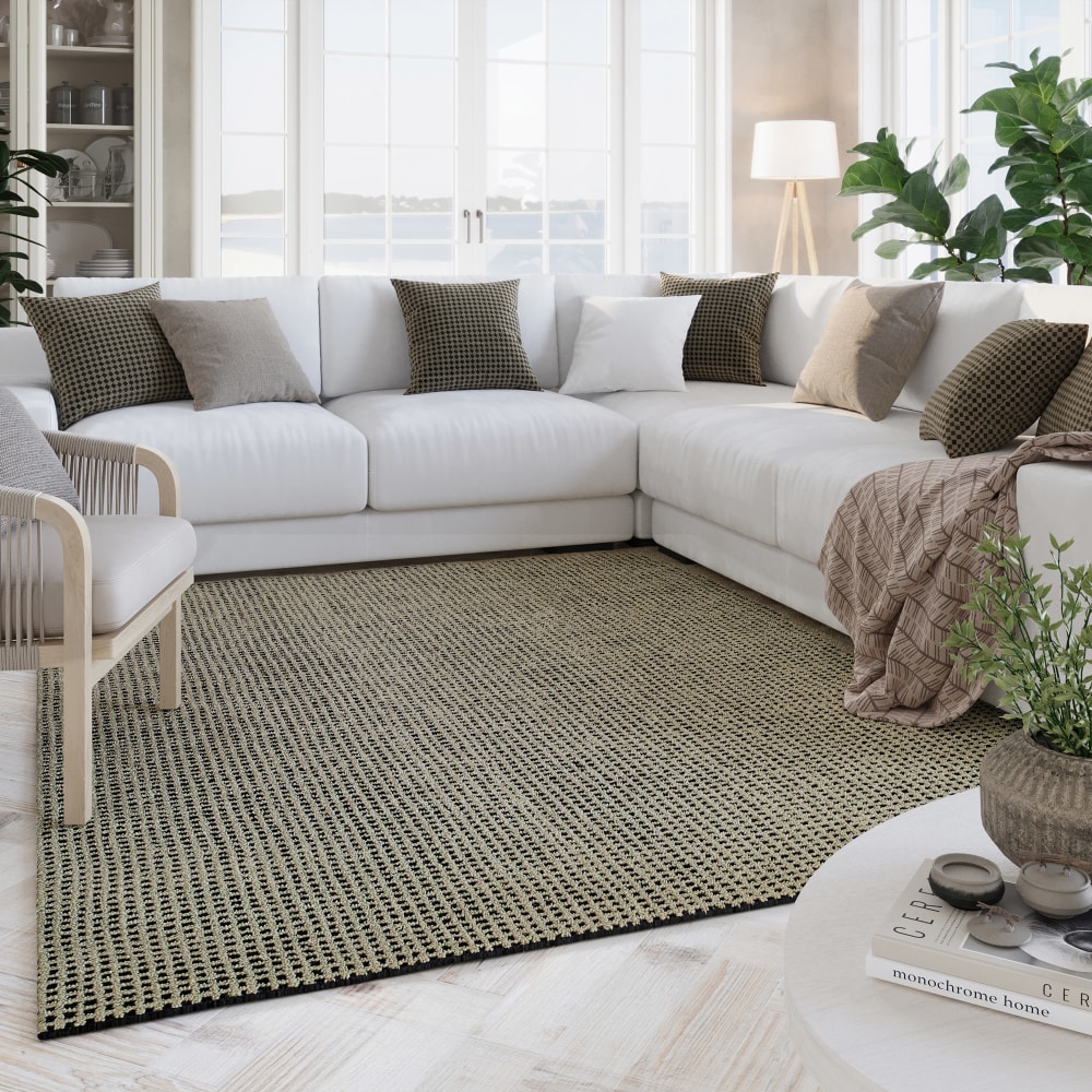 Tapis tufté main naturel et noir 70x140 — vue 3