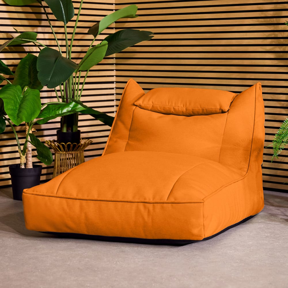 Pouf chauffeuse d'extérieur en oléfine imperméable orange brûlé