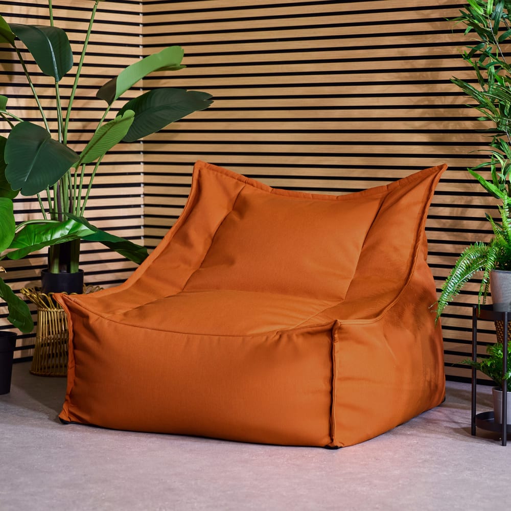 Pouf fauteuil d'extérieur en oléfine imperméable orange brûlé