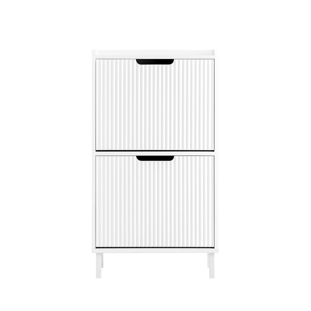 Armoire à chaussures avec 2 portes abattantes effet bois blanc